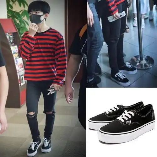 易烊千玺同款鞋子韩版休闲休闲学学生低帮帆布单鞋