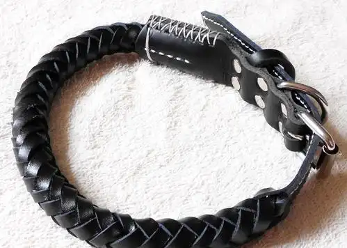 厂家批发全真皮8股编织 宠物项圈 颈圈 狗皮带 适合中小型犬