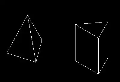 第一个是三棱锥,第二个是三棱柱,如图