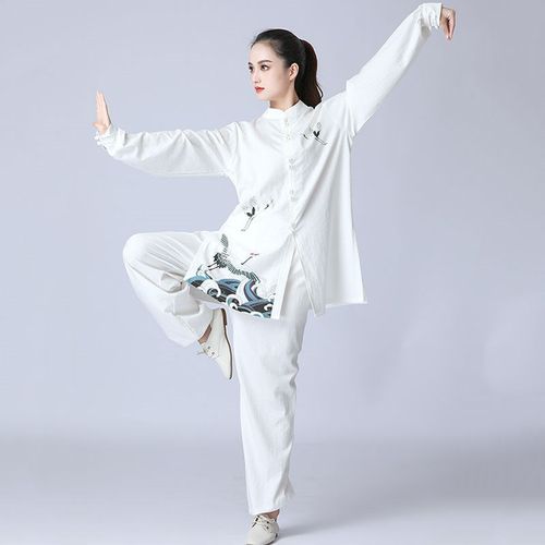 棉麻太极服女新款飘逸太极拳表演比赛练功服装春秋季演出服亚麻棉