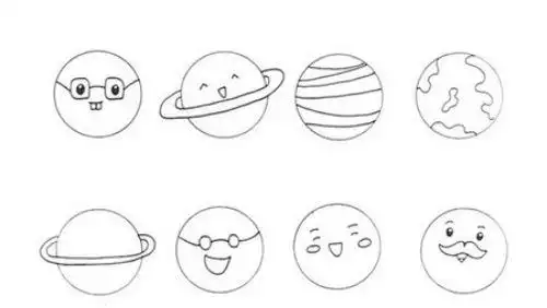 加颜色八大行星简笔画画法手绘图八大行星简笔画怎么画