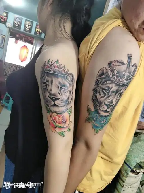 情侣狮子_纹身图案手稿图片_白磊的纹身作品集