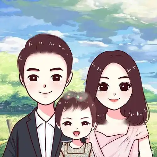 努力追求幸福,一家三口卡通头像,温馨又好看