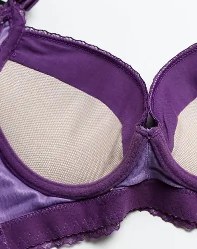 紫色性感蕾丝3/4薄杯文胸