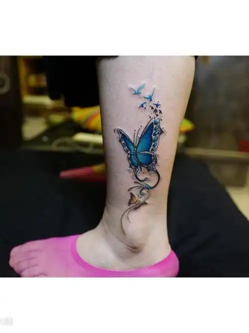 脚踝 蝴蝶03_纹身图案手稿图片_李咲的纹身作品集