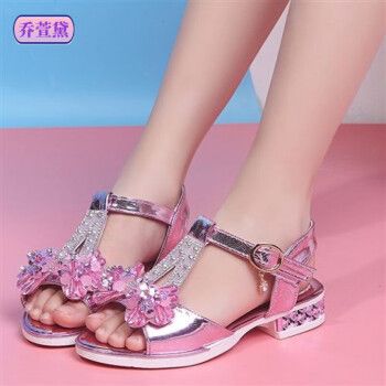 乔萱黛女童公主凉鞋3高跟鞋夏季5儿童鞋7小孩穿的413岁6女孩子蝴蝶结