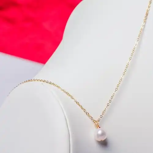 韩版简约单珠8-9mm天然淡水珍珠项链 个性百搭