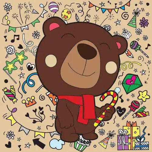 有趣的得意字符与圣诞节装饰背景贺卡圣诞快乐新年愉快图案为成人着色