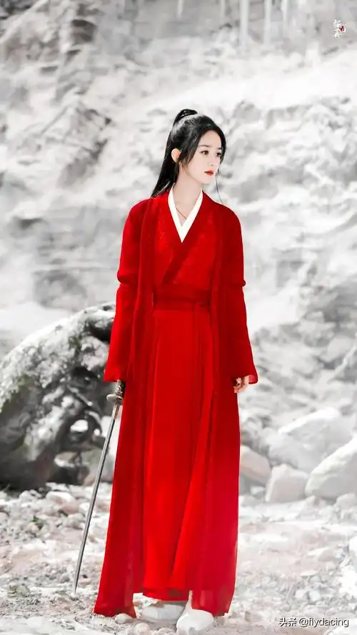 赵丽颖红色长衫古装简直太美了