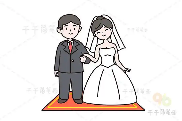 结婚的简笔画-新郎和新娘关键词新郎新娘q版怎么画新郎新娘q版简笔画