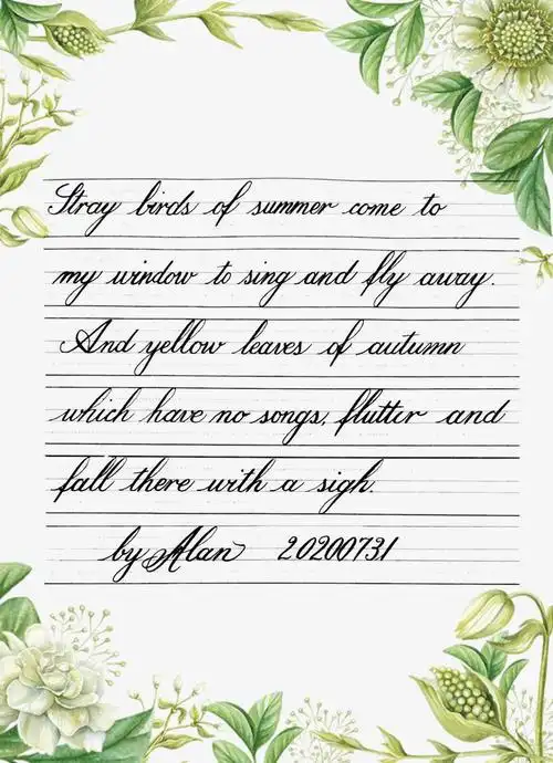 【周侗英文书法】圆体一期,毕业作品集