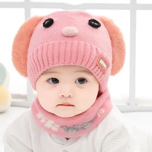 三个月宝宝毛线冬季冬天帽子婴儿03月可爱超萌帽子
