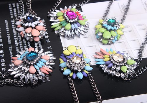 欧美大牌经典春夏款 彩虹色水晶宝石短锁骨项链韩国时尚女配饰品