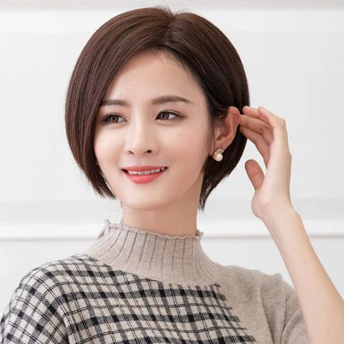 假发女短发仿真人发丝蓬松修脸波波头中分偏分圆脸短直发全头套