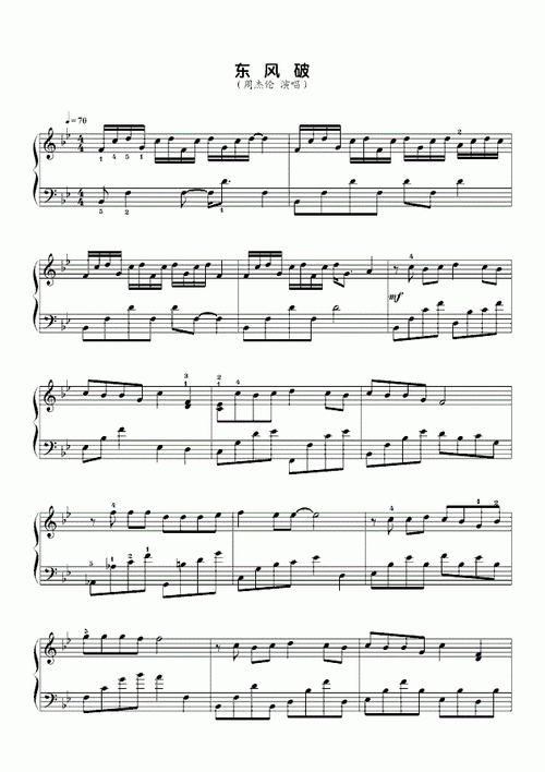 东风破钢琴谱