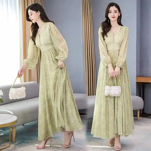 夏季连衣长裙有袖韩版图片