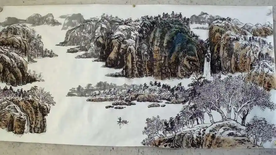吴作成山水画《江南好风光》染色部分,大笔罩染,反复递加-教育视频