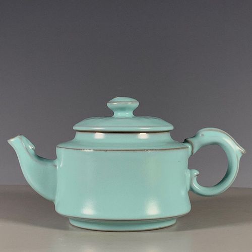 古董瓷器 崇宁元年宋汝瓷天青釉八卦图纹执壶茶壶古玩收藏老货