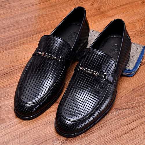 金利来男鞋2021夏季新款高端小牛皮镂空套脚商务休闲皮鞋男皮凉鞋