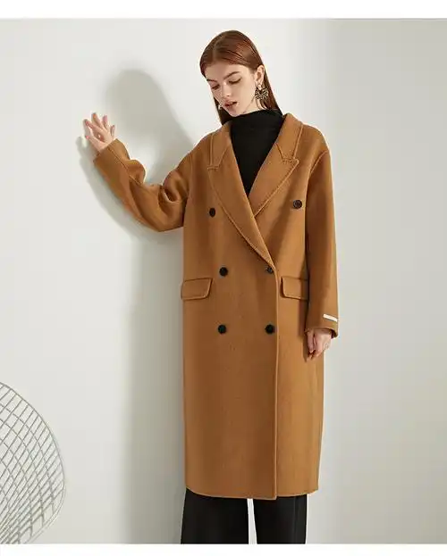 ubnb国际高档品牌轻奢女装廓形主义21秋冬新款双面羊毛大衣女中长款