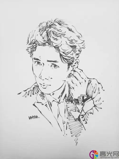明星张艺兴速写临摹图片,张艺兴黑白速写优秀范本