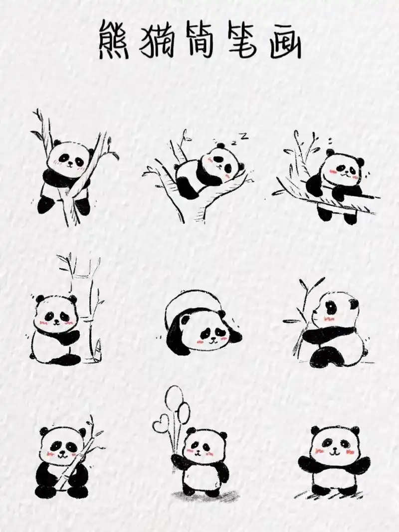 熊猫简笔画~【含教程】 #简笔画 #画画 #儿童简笔画 - 抖音