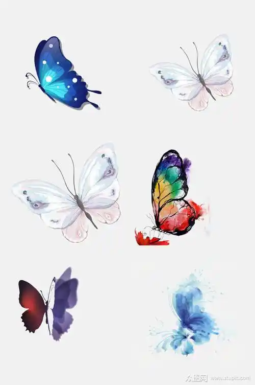唯美渐变蝴蝶免抠元素