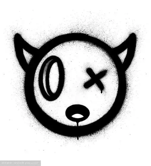 涂鸦小恶魔的图标喷在黑色