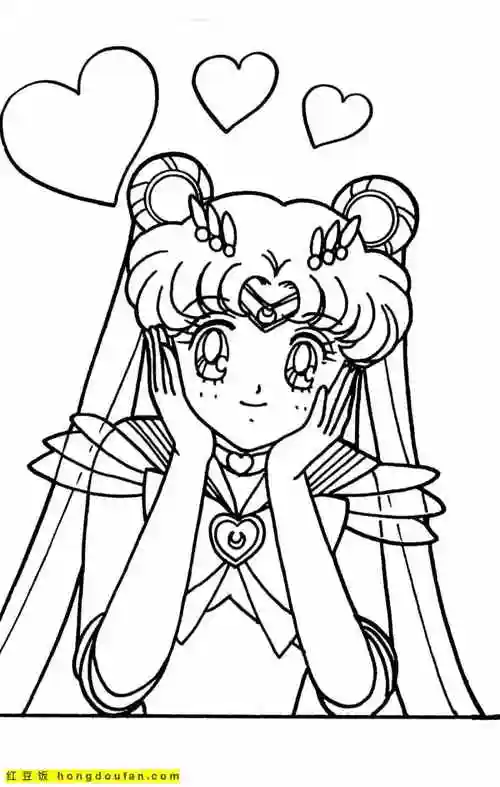 12张为正义而战的美少女战士月野兔卡通涂色图片 | 红豆饭小学生简笔