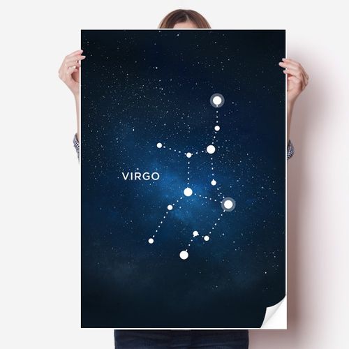 处女座星座星盘宇宙海报贴纸80x55cm墙贴纸卧室家居装饰