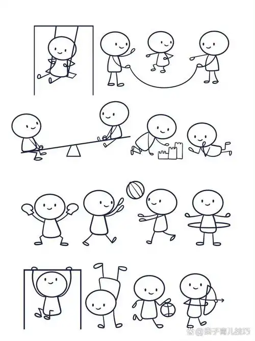 小人日常简笔画,适合每一个可爱的你们!