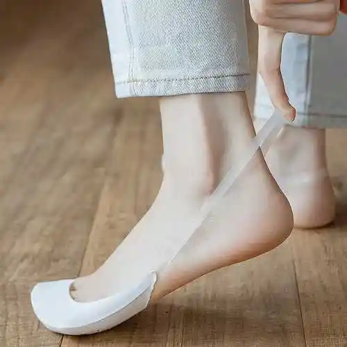 高跟鞋袜夏天薄款袜子女冰丝船袜防滑不掉跟吊带脚底凉鞋浅口隐形