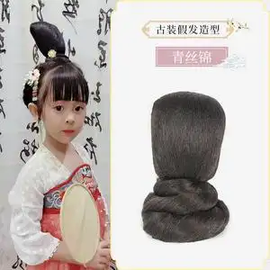 儿童古风假发古风汉服cos造型发髻女童古代发型中国风假发包套装