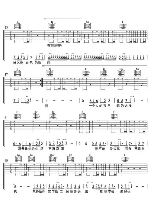 陷阱吉他谱歌谱-苍强曲谱