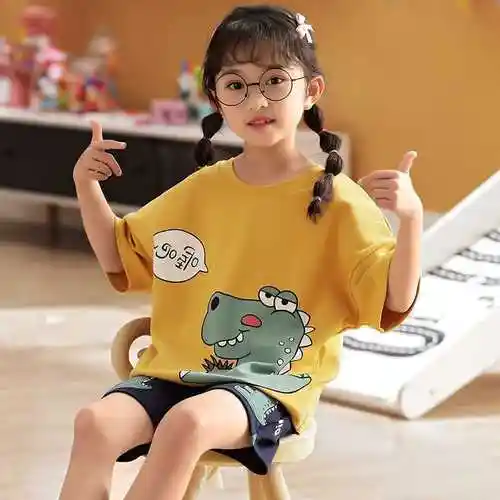 女童睡衣夏季短袖韩版小学生卡通薄款7-9-12岁小女孩中大童家居服
