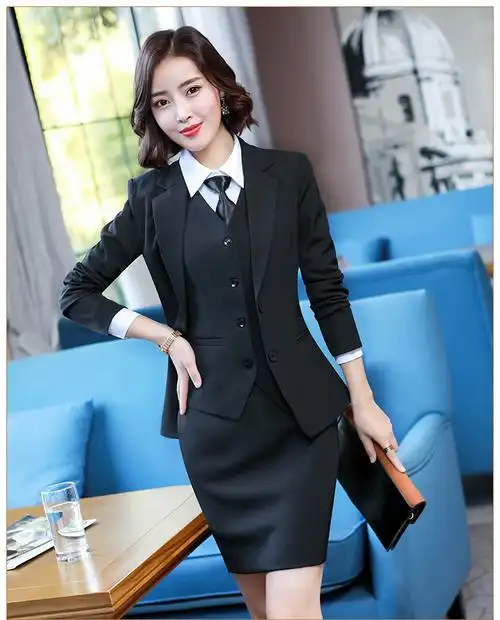 职业套装女士正装西服时尚气质工装西装套裙女生大学生面试工作服