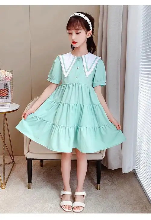 谛豪诺女童雪纺连衣裙夏季薄款裙子中大童公主裙12岁-15岁儿童夏装