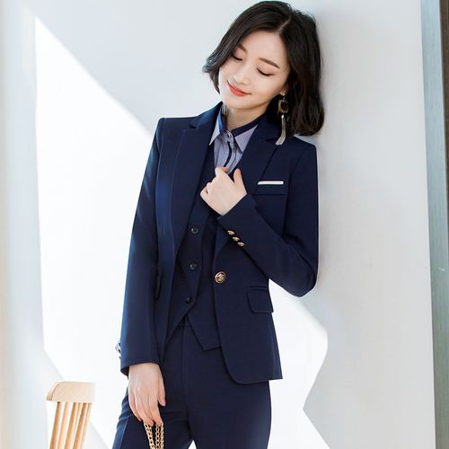 韩范小西装套装气质修身职业装女正三件件套2018职业女裤套装
