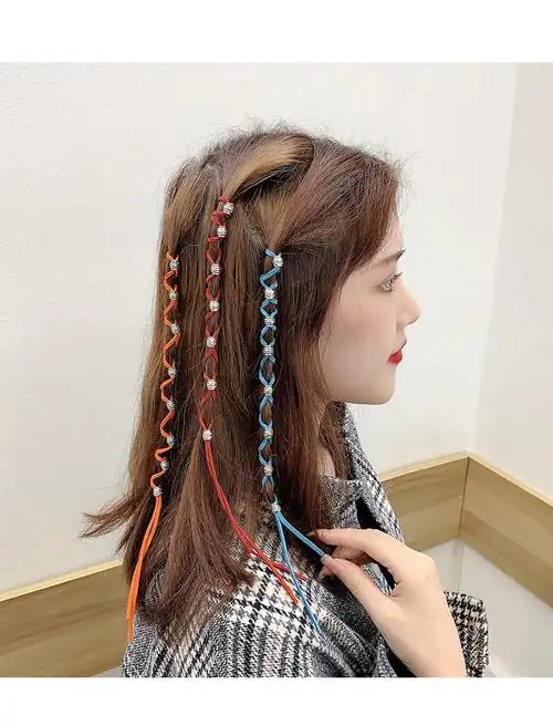 精选好礼编头发发绳网红ins森女系民族风彩绳脏辫环扣发饰头绳小辫子