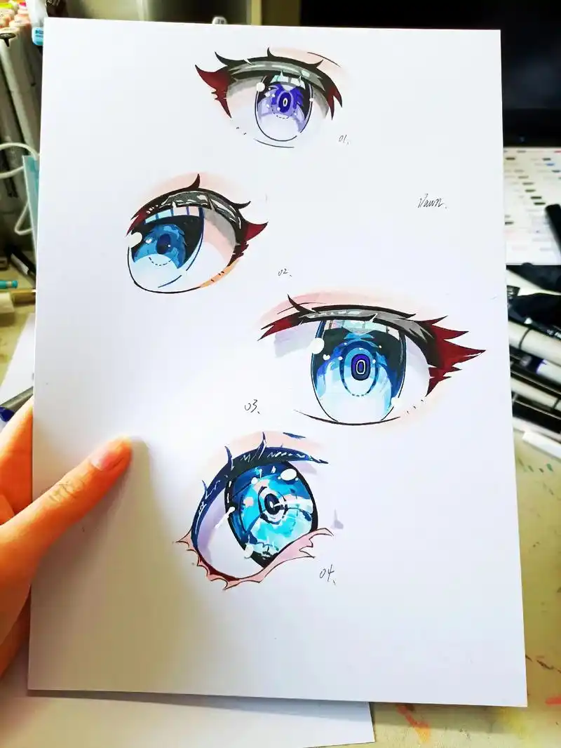 眼睛临摹练习#马克笔手绘#二次元#临摹 #二次元 #二次元眼 - 抖音