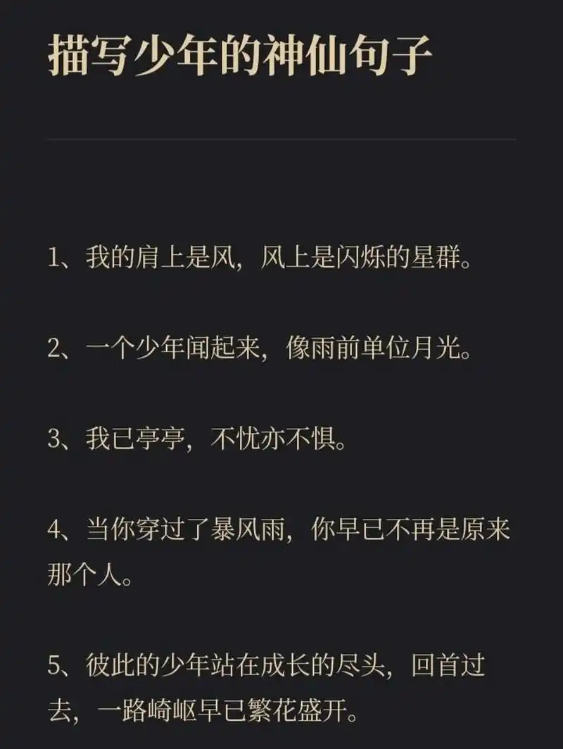 78描写少年的神仙句子 #好句摘抄分享# #小红书# #摘抄# #神仙句子