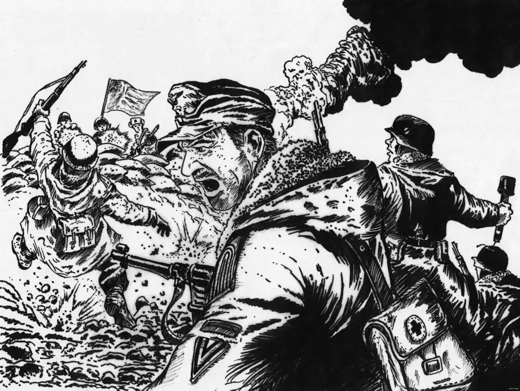 外国网友用钢笔绘制6幅二战漫画:中国军人英勇抗日