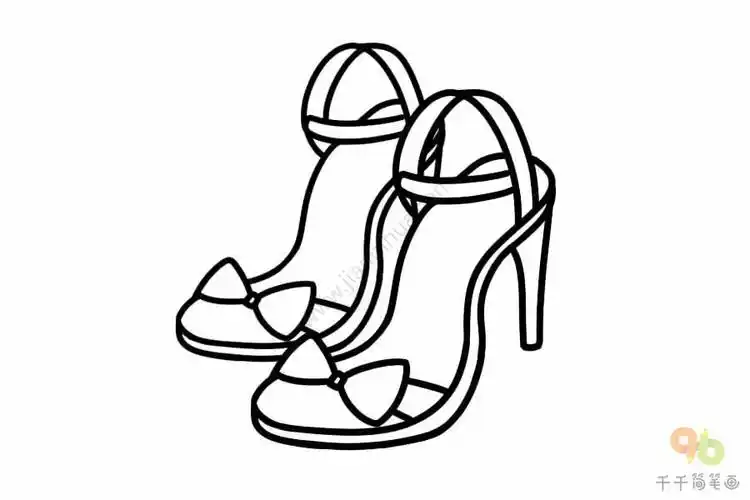 细跟凉鞋简笔画_鞋子简笔画