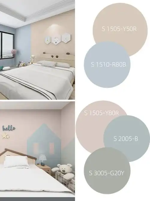 蓝色也是很多儿童房常用的颜色,有些人会觉得全刷蓝色可能不太适合