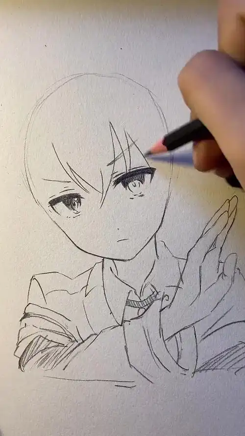 打起精神画画,画画临摹二次元铅笔稿-度小视