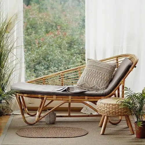 贵妃躺椅印尼真藤藤椅家用阳台室外休闲午睡单人藤编简约懒人沙发