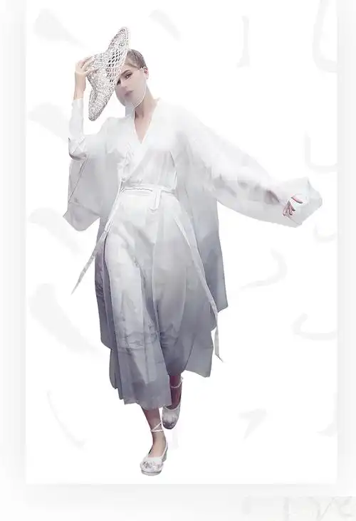 七夕盖娅传说水墨山水画三件套国风汉服