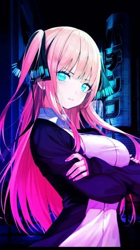 动漫可爱的粉发女孩手机壁纸