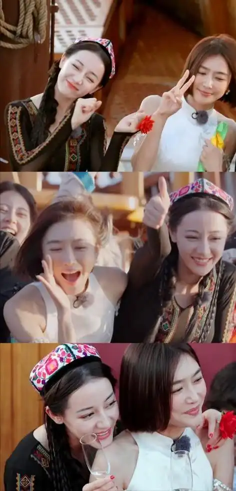 秦岚喊错和迪丽热巴的cp名 笑不活了,秦岚和热巴在泉边合照_合作_友谊