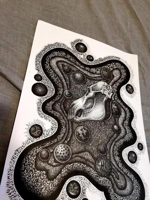 针管笔点绘《葬礼》